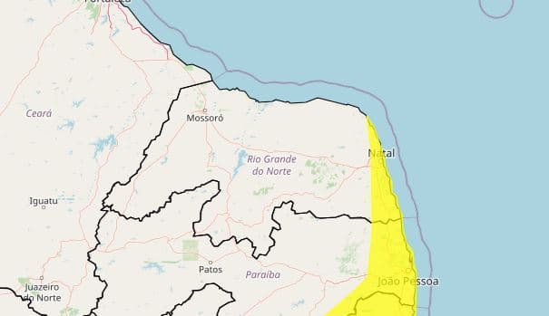 MUITA CHUVA: Inmet emite alerta de perigo potencial para 10 cidades do RN