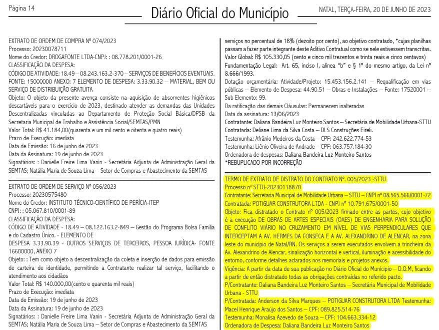 Prefeitura do Natal distrata contrato com empresa escolhida para fazer a trincheira da Alexandrino com Hermes da Fonseca