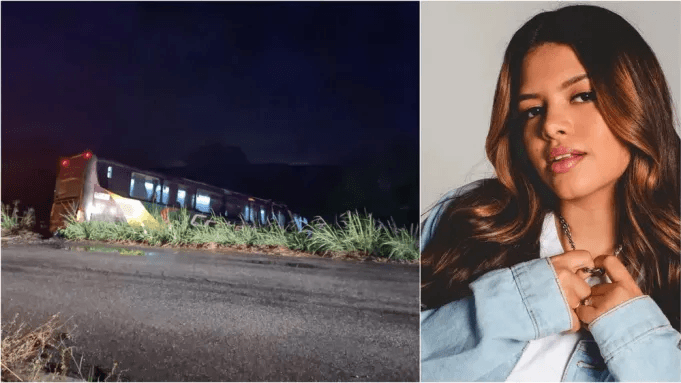 Acidente de ônibus deixa cantora Brisa Star e outras 14 pessoas feridas