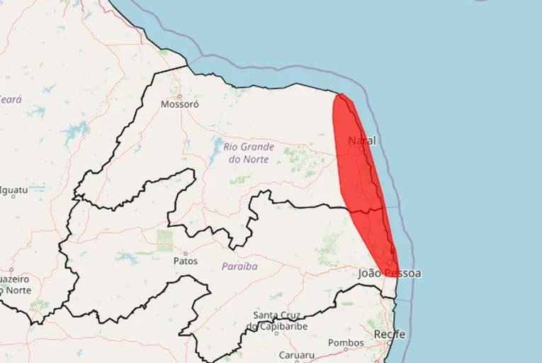 Instituto Nacional de Meteorologia emite alerta vermelho de chuvas para Natal e mais 34 cidades do RN