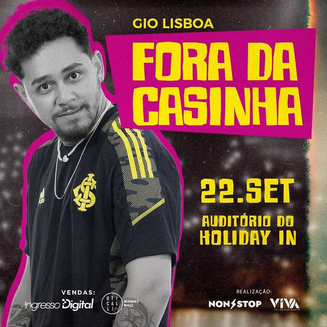 Comediante Gio Lisboa apresenta o espetáculo "Fora da Casinha" dia 22 de setembro em Natal