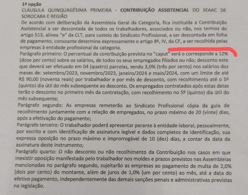 Sindicato de Sorocaba (SP) cobra 12% de ‘contribuição assistencial' depois de decisão do STF