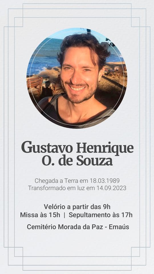 Morre Gustavo Henrique Oliveira de Souza aos 34 anos