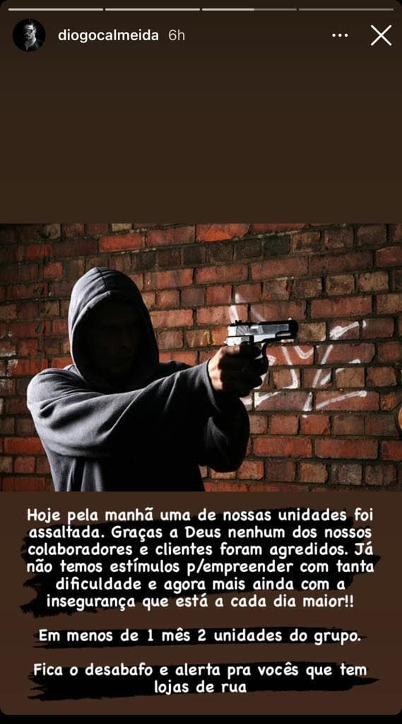 Proprietário da Sport Master desabafa sobre a insegurança: "Duas lojas assaltadas em um mês"