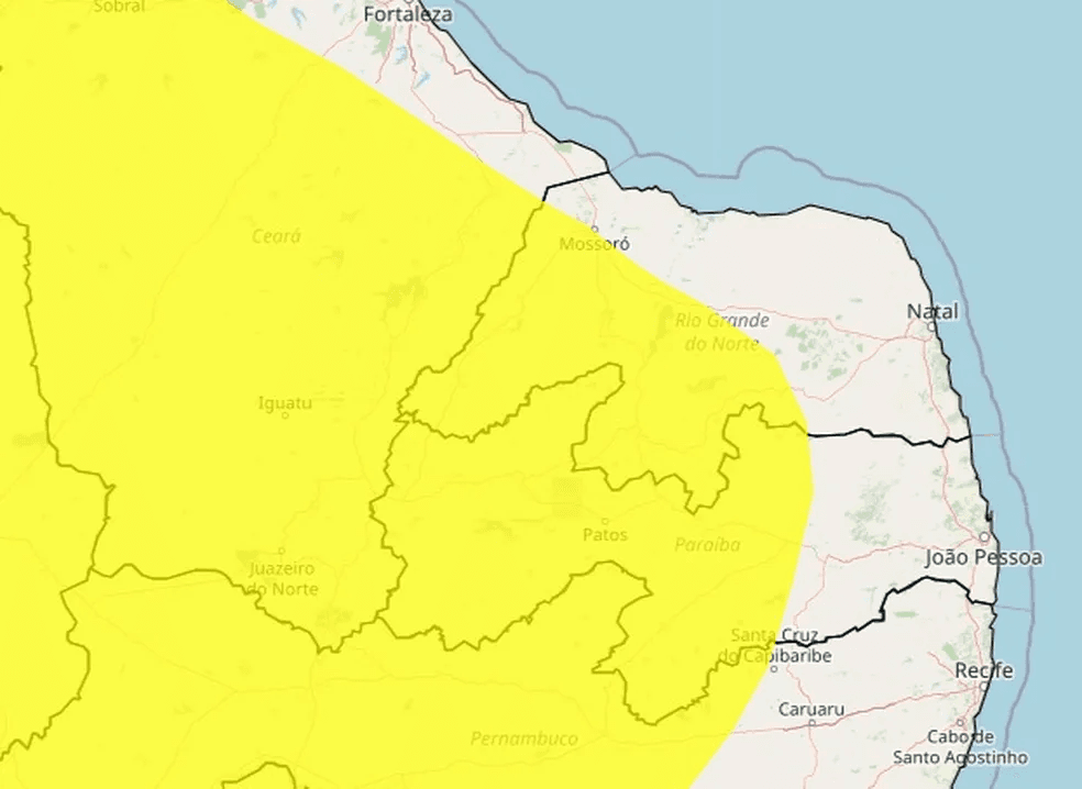 Inmet alerta para baixa umidade em 87 cidades do RN; veja lista
