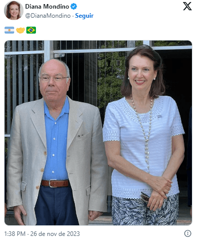 Futura chanceler de Milei se reúne com ministro das Relações Exteriores Mauro Vieira em Brasília
