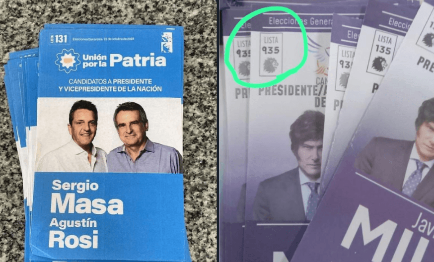 Eleição na Argentina tem cédulas falsificadas de “Sergio Masa” e número de Milei com “9” no lugar do “1”