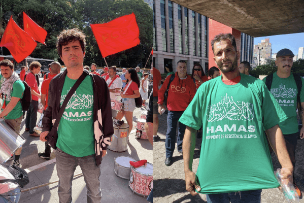 [VÍDEO]: Protesto de movimentos e partidos de esquerda no Brasil tem música em apoio aos terroristas: "Hamas, olê, olê, olê"