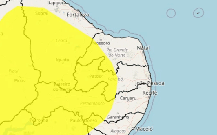Inmet publica alerta de baixa umidade para 63 cidades do RN; veja lista