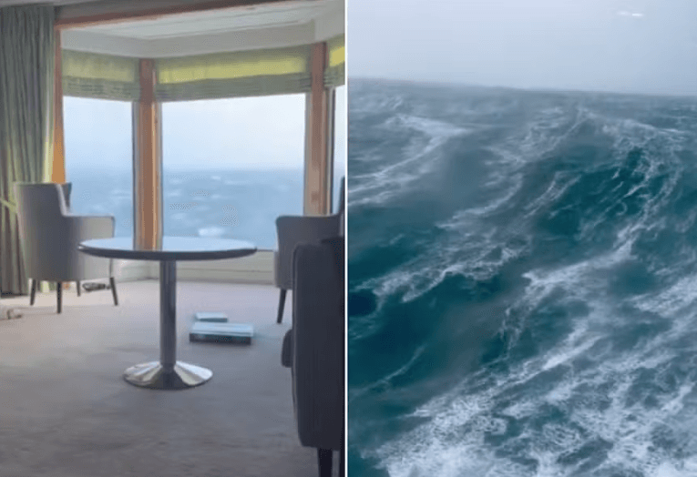 [VÍDEO] ASSUSTADOR: Cruzeiro com 400 pessoas a bordo é atingido por onda gigante e fica sem energia