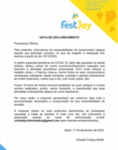 Buffet infantil divulga nota culpando Covid após enganar clientes