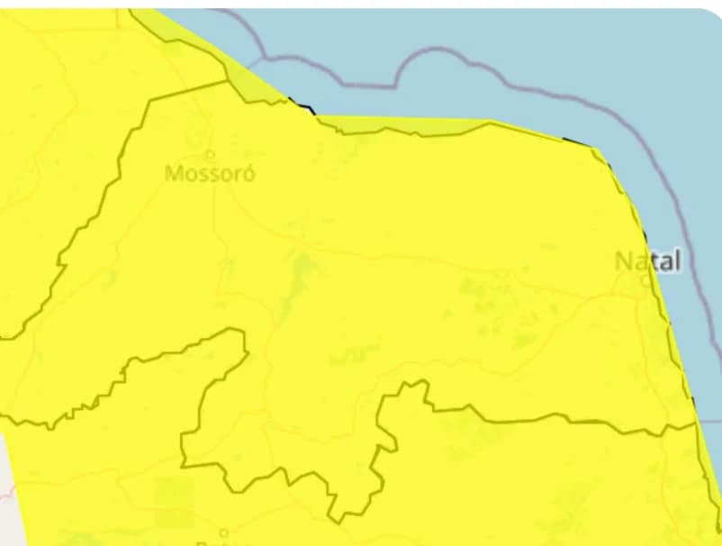 Inmet emite alerta amarelo de chuvas intensas para todo o RN