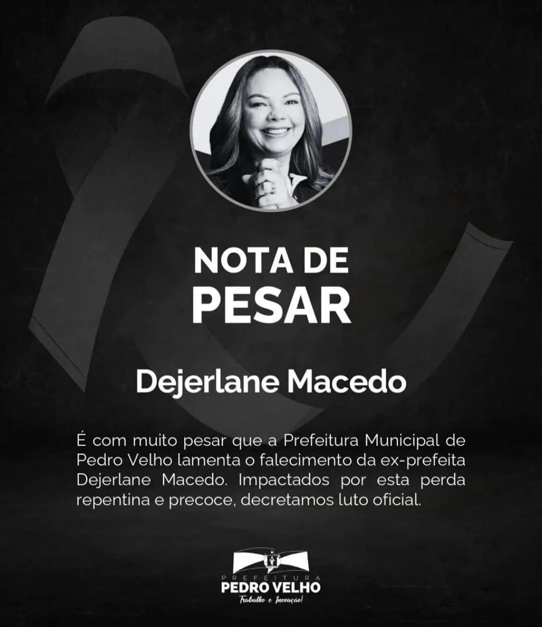 Morre ex-prefeita de Pedro Velho, Dejerlane Macedo