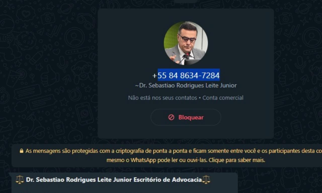 Criminoso usa nome e foto do advogado Sebastião Leite para aplicar golpes pelo WhatsApp; Duas pessoas já foram vítimas