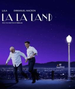 Presidente da França compartilha meme com Lula e diz que passagem pelo Brasil ‘foi um casamento'