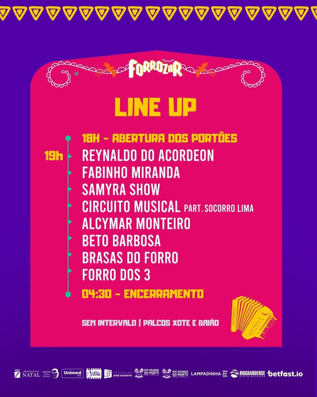 Amanhã tem Festival Forrozar na Arena das Dunas com 08 atrações musicais e programação até 04h30