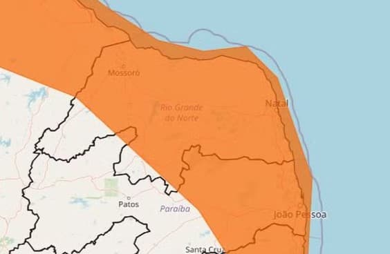 Inmet alerta para chuvas de até 100 milímetros em 130 cidades do RN; veja lista