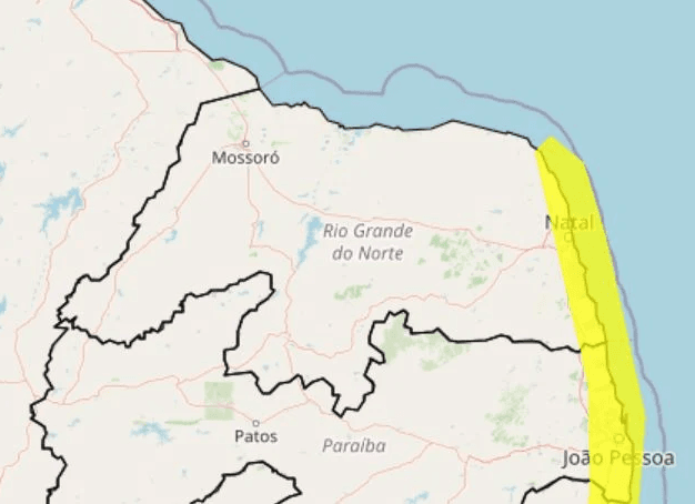 Aviso de acumulado de chuva é publicado para o fim de semana em Natal e mais 17 cidades do RN