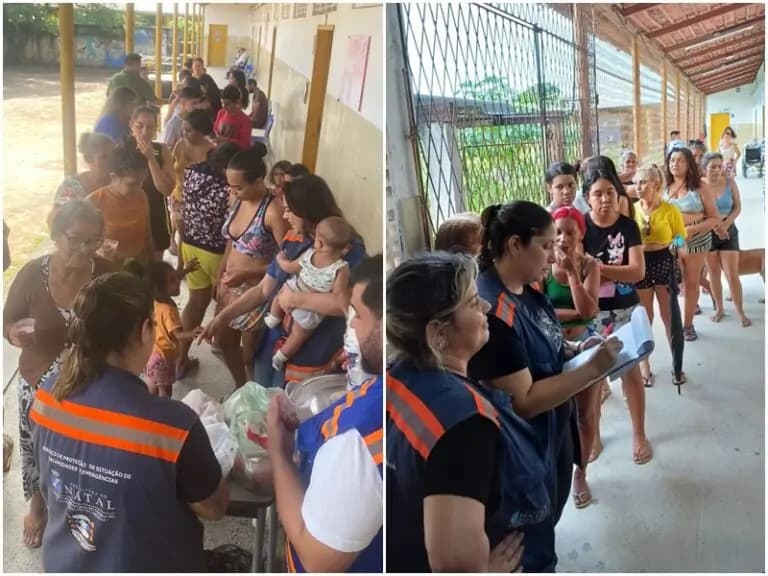 [VÍDEO] Chuvas deixam 33 famílias fora de casa em Natal; Prefeitura monta abrigo em escola