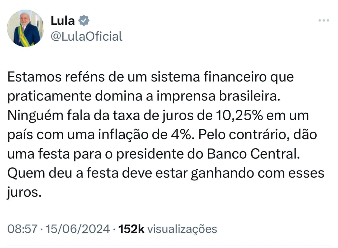 BATEU O DESESPERO EM LULA: Maior anunciante da mídia brasileira diz que empresas do sistema financeiro dominam o poder na mídia