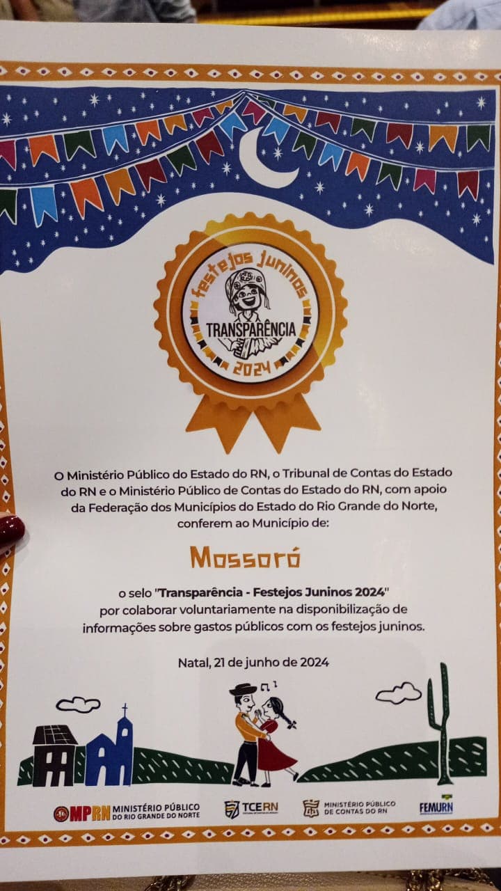 Allyson recebe medalha do MP e do TCE por excelente transparência nos festejos juninos de Mossoró em 2024