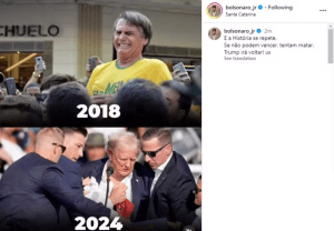 Aliados de Bolsonaro comparam tiros em comício de Trump à facada de 2018: ‘A história se repete'