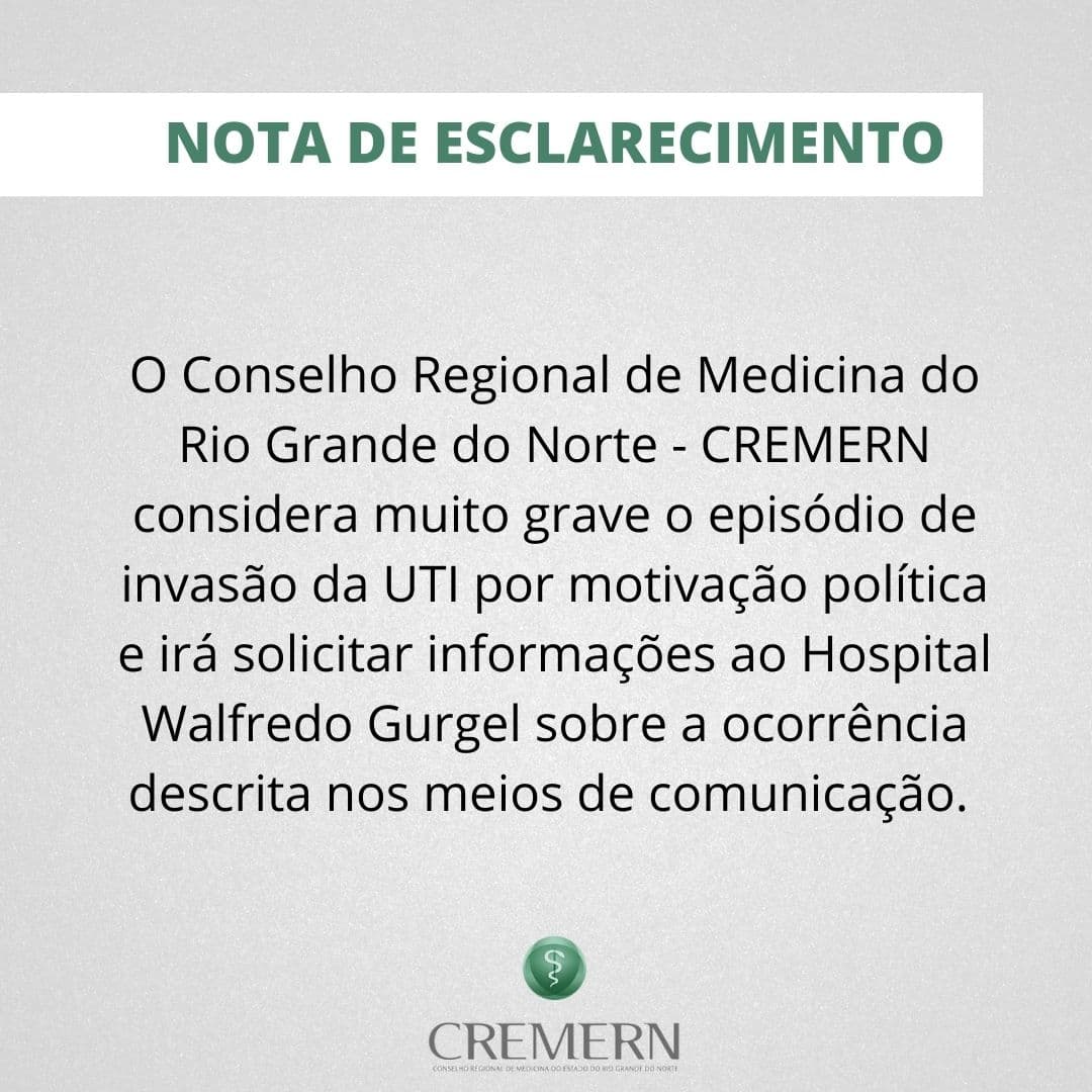 MUITO GRAVE: CREMERN vai solicitar informações a direção do Walfredo sobre invasão de UTI do hospital pela chapa 2 do CFM para pedir votos