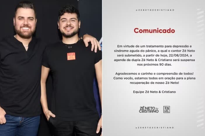 Cristiano chama depressão de ‘câncer da alma’ ao falar sobre diagnóstico de Zé Neto e dupla suspende agenda de shows: "paramos para não ter um fim trágico"