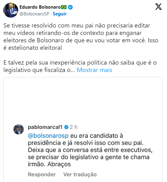 Marçal e Bolsonaro trocam farpas e candidato pede dinheiro de volta: ‘Se não existe nós, que seja mais claro’
