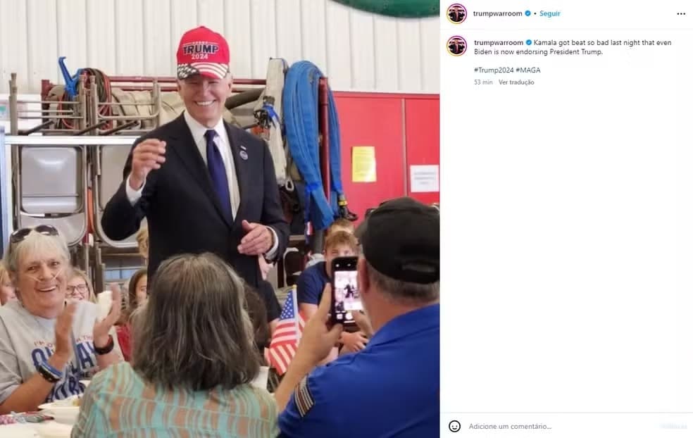 Joe Biden é fotografado usando boné em apoio a Donald Trump; Casa Branca fala em gesto de união