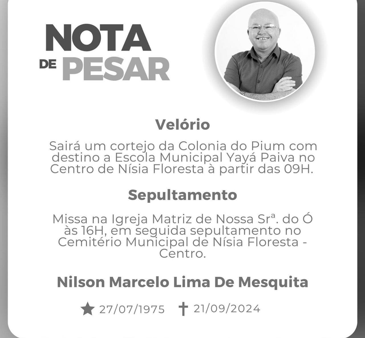 Morre Marcelo Mesquita, presidente da Câmara Municipal de Nísia Floresta