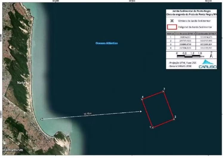 Estudo aponta nova jazida de areia a 10 km da costa para obra de engorda de Ponta Negra