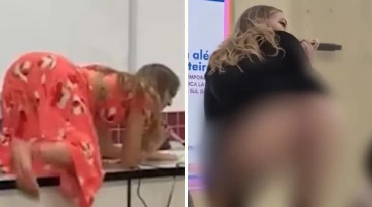 Antes de mostrar nádegas na UFMA, historiadora já fez pose erótica na mesa em universidade da Bahia