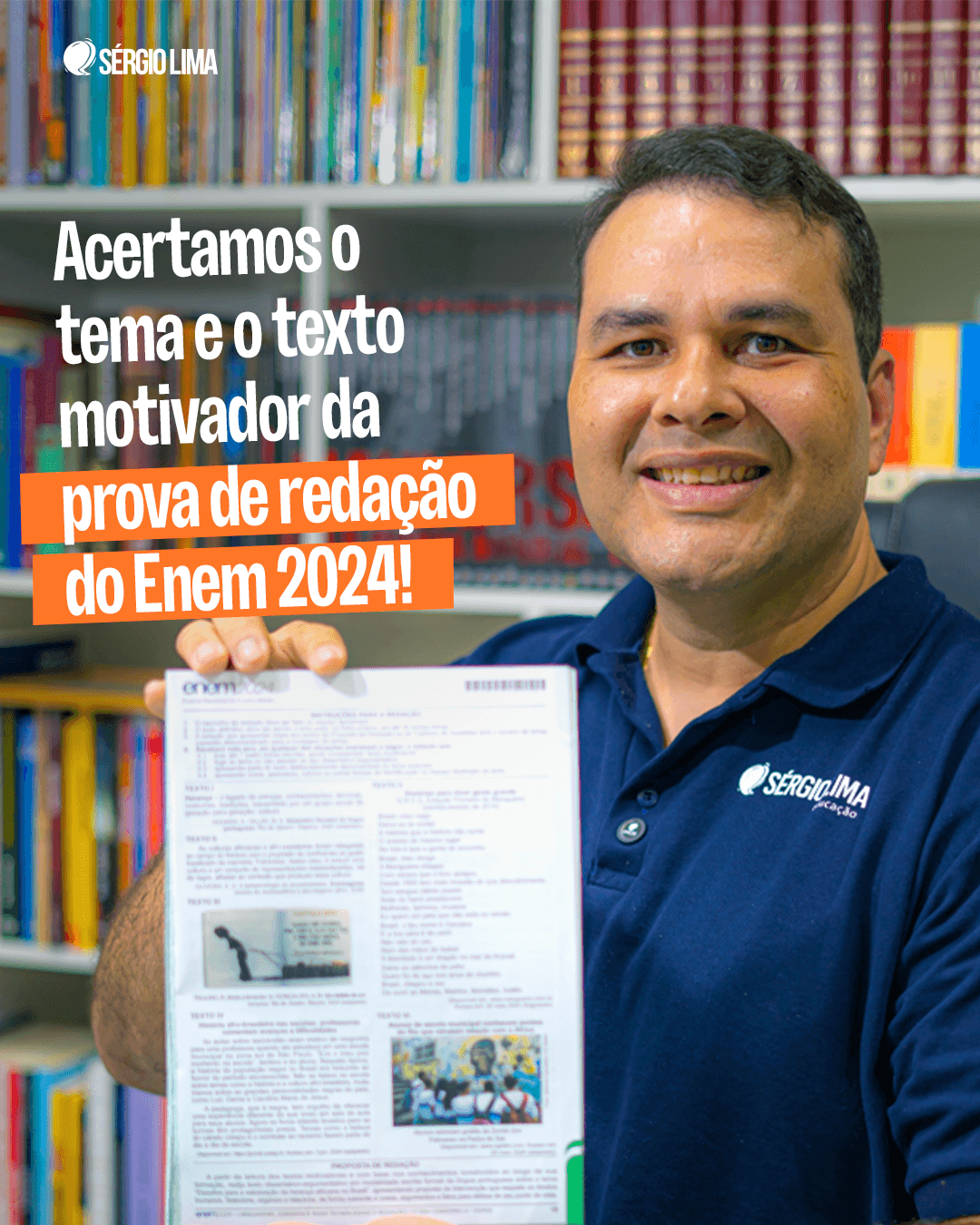 Professor Sérgio Lima acerta tema e texto motivador da redação do Enem