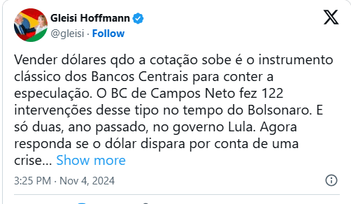 OH LOUCO MEU: PT solta nota dizendo que o mercado manipula o Dólar, faz chantagem e sabota o país