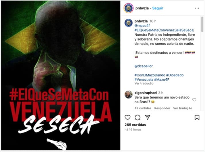 Polícia de Maduro apaga post com recado a Lula: ‘Quem mexe com a Venezuela se dá mal’