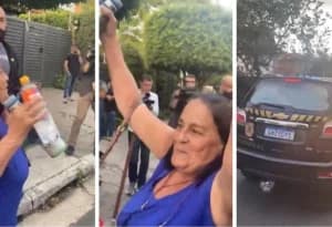 Mulher leva coroa de flores para casa de Lula, xinga agente da PF de macaco e é presa