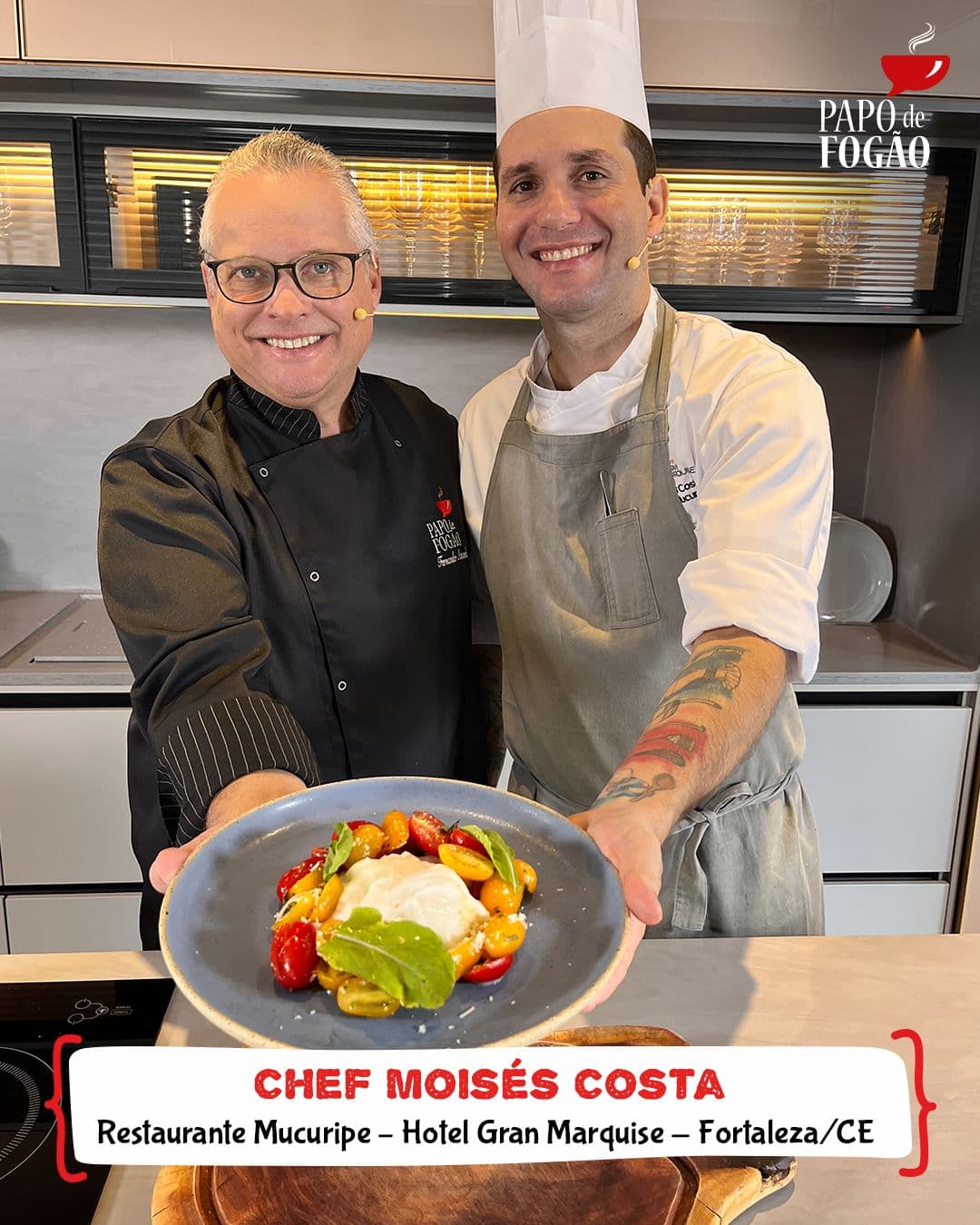 PAPO DE FOGÃO: Salada de tomates com Burrata e Pesto; e Filé de Pescada ao Molho de Camarão são as receitas desta semana