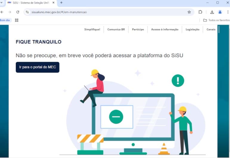 Página do Sisu apresenta instabilidade, e estudantes não conseguem acessar resultados