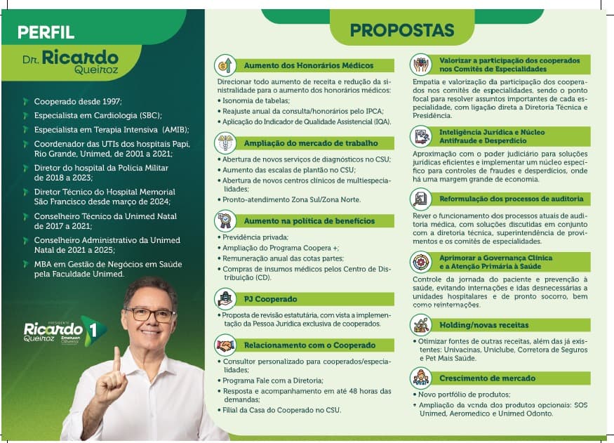 UNIMED NATAL: Chapa de Ricardo Queiroz lamenta ter propostas copiadas por grupo de Márcio Rêgo