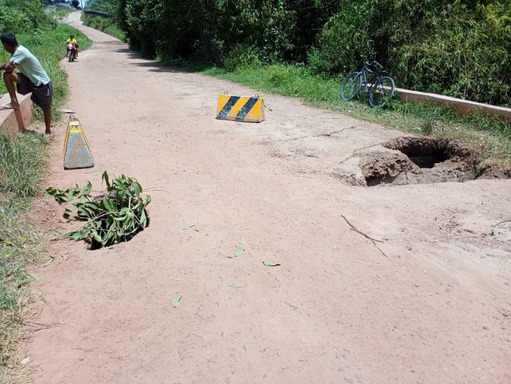 Nova cratera se abre e aumenta risco de desabamento da Ponte do Vigário em Macaíba 
