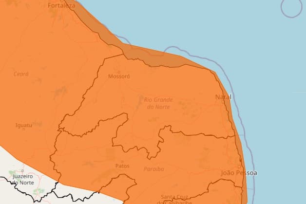 Inmet coloca RN inteiro em alerta para chuvas intensas e ventos de até 100 km/h