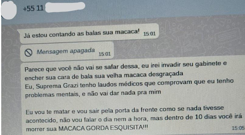 Prefeita de Parnamirim é ameaçada de morte por perfil que diz que vai mata-la em até 10 dias.