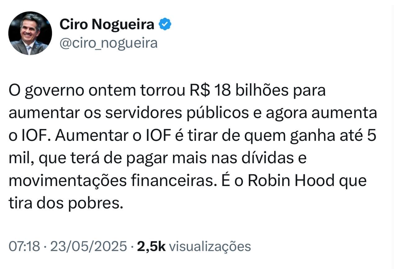 Governo aumenta IOF e senador dispara: “Quem ganha até R$ 5 mil vai pagar a conta”