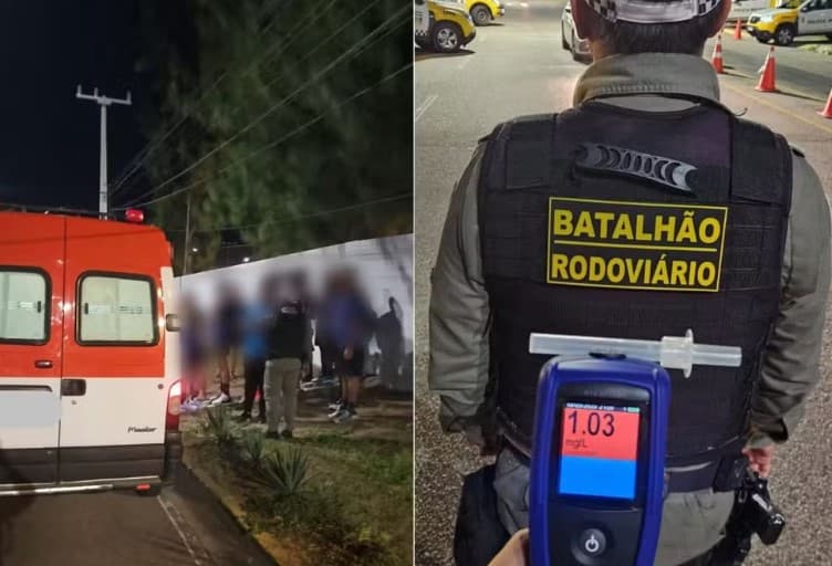 Motorista embriagado é preso em Mãe Luíza conduzindo ambulância com 15 atletas de equipe de vôlei da Paraíba