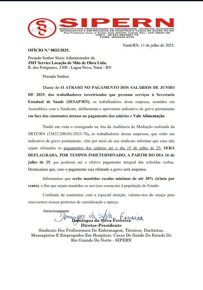 SEM SERVIÇO: Terceirizados que prestam serviço para a saúde no Estado vão parar por tempo indeterminado