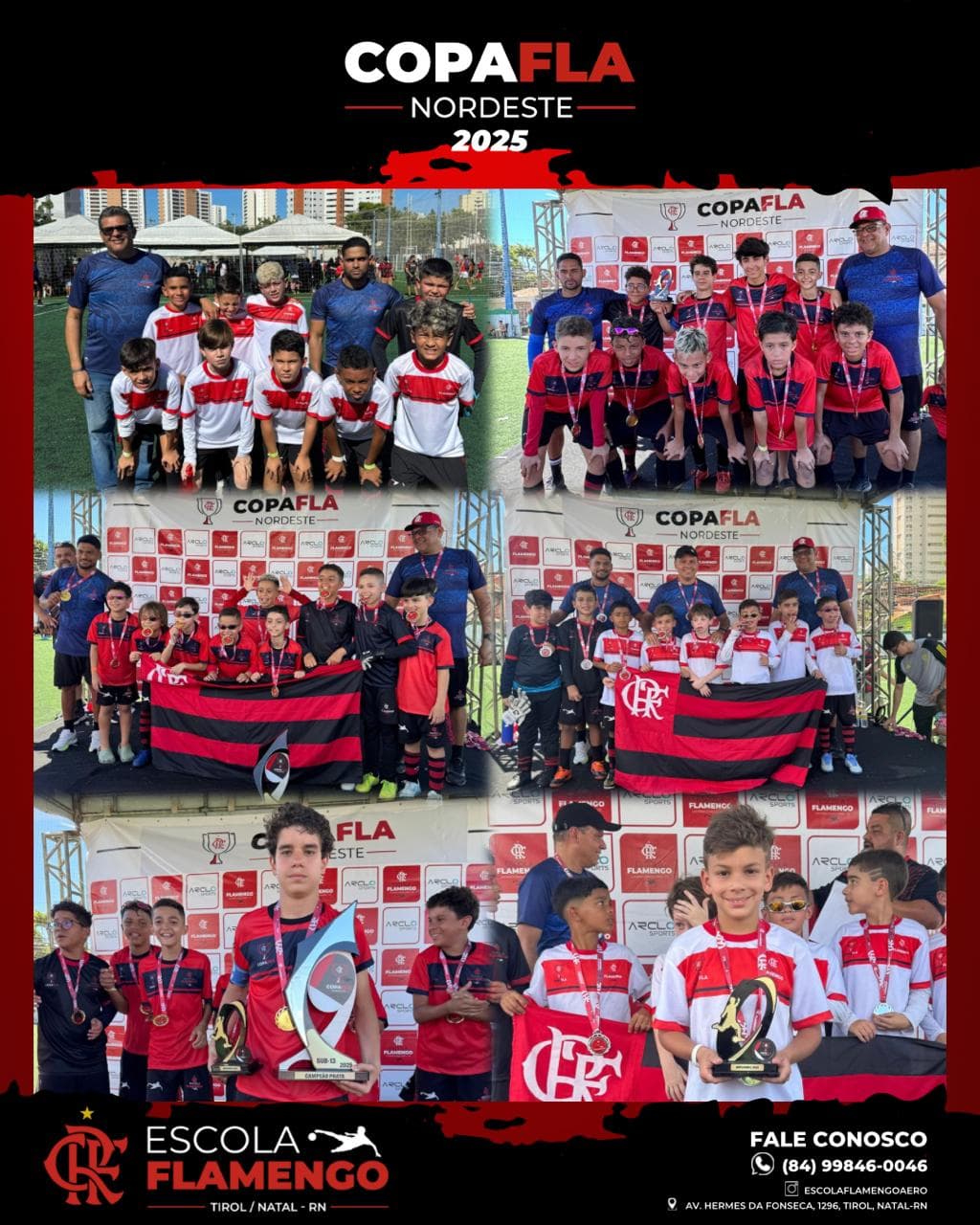 Escola Flamengo Aero Tirol brilha na Copa Fla Nordeste 2025 com títulos, artilharia e grande participação potiguar