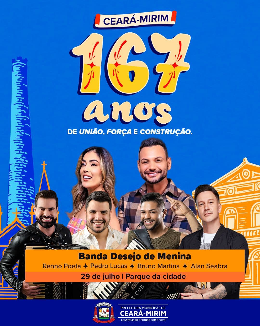 Ceará-Mirim celebra 167 anos com programação especial e shows gratuitos a partir desta terça-feira (29)