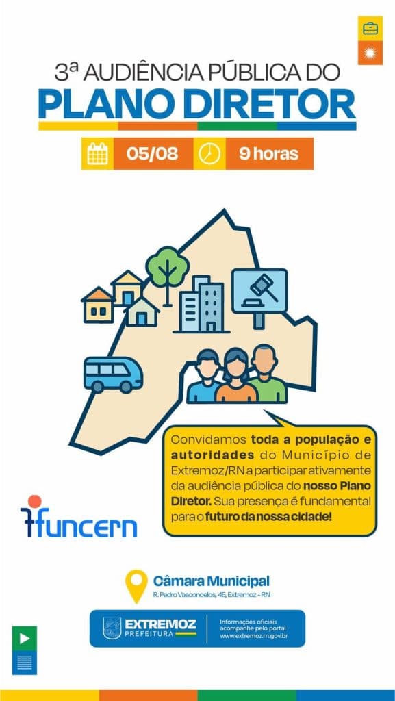 Extremoz realiza 3ª audiência pública para revisão do Plano Diretor nesta quarta (06)