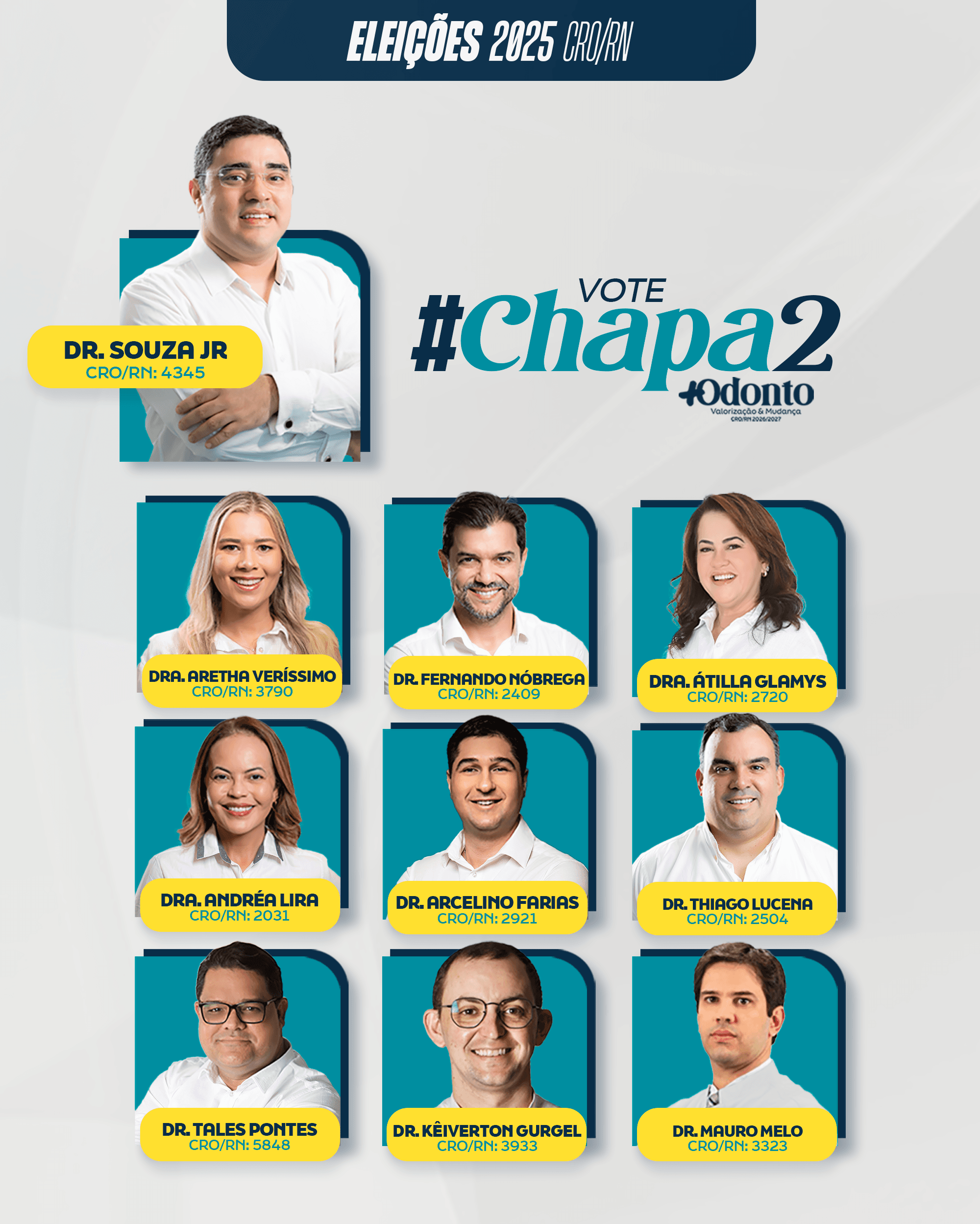 Eleição para o CRO/RN acontece dia 3; chapa 2 propõe renovação, ética, transparência e valorização do SUS